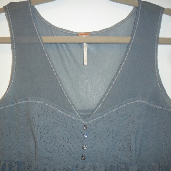 Free People Gray Lace and Mesh Dress Size Medium - Picture 2 of 6